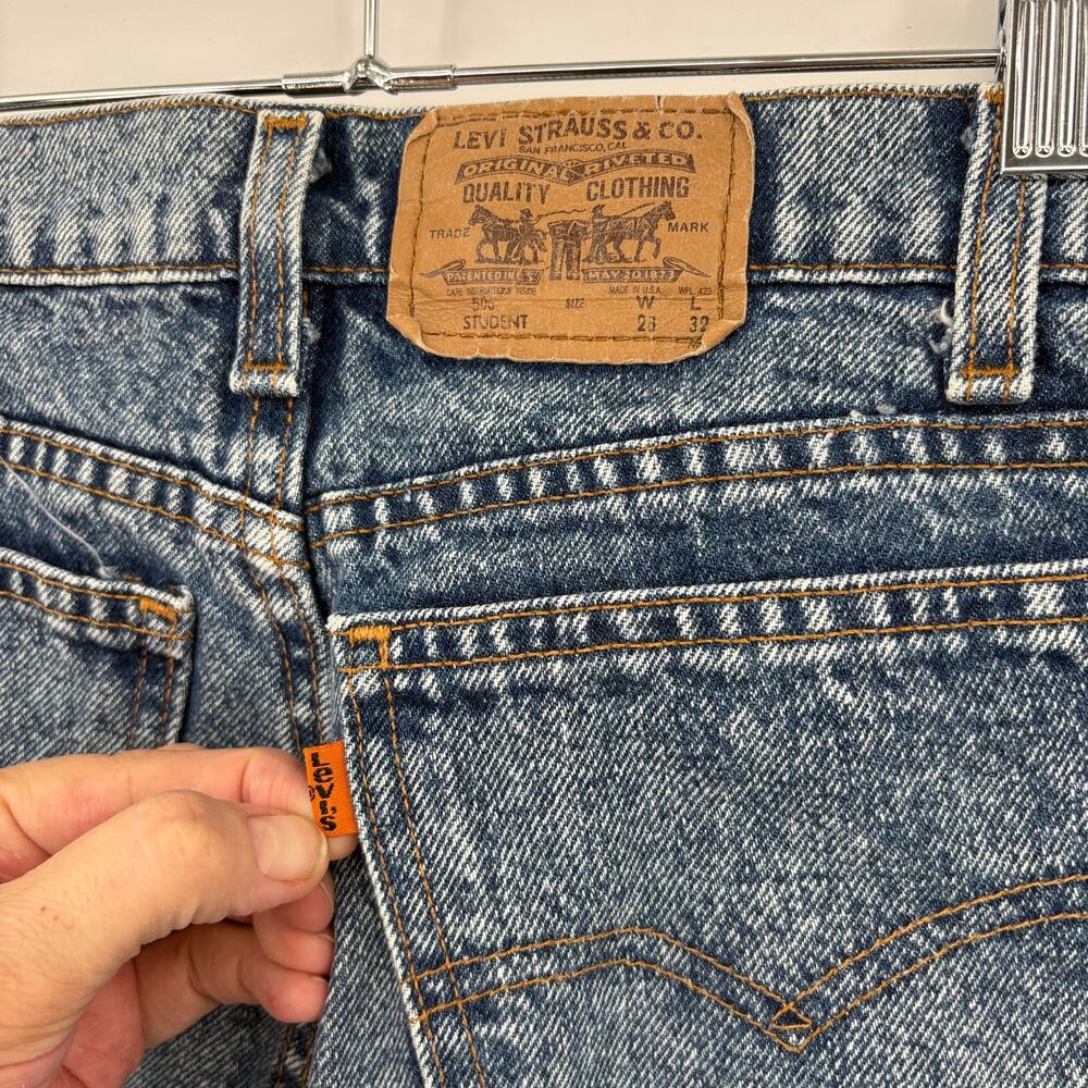 Levis Mens 28x32 505 Student Jeans Blue Acid Wash Vintage 90s Made in USA - Picture 15 of 16